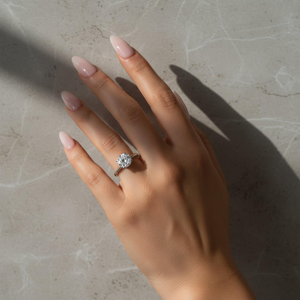 S925 Moissanite 2.0 Ct Round Cut White Gold Promise Ring
