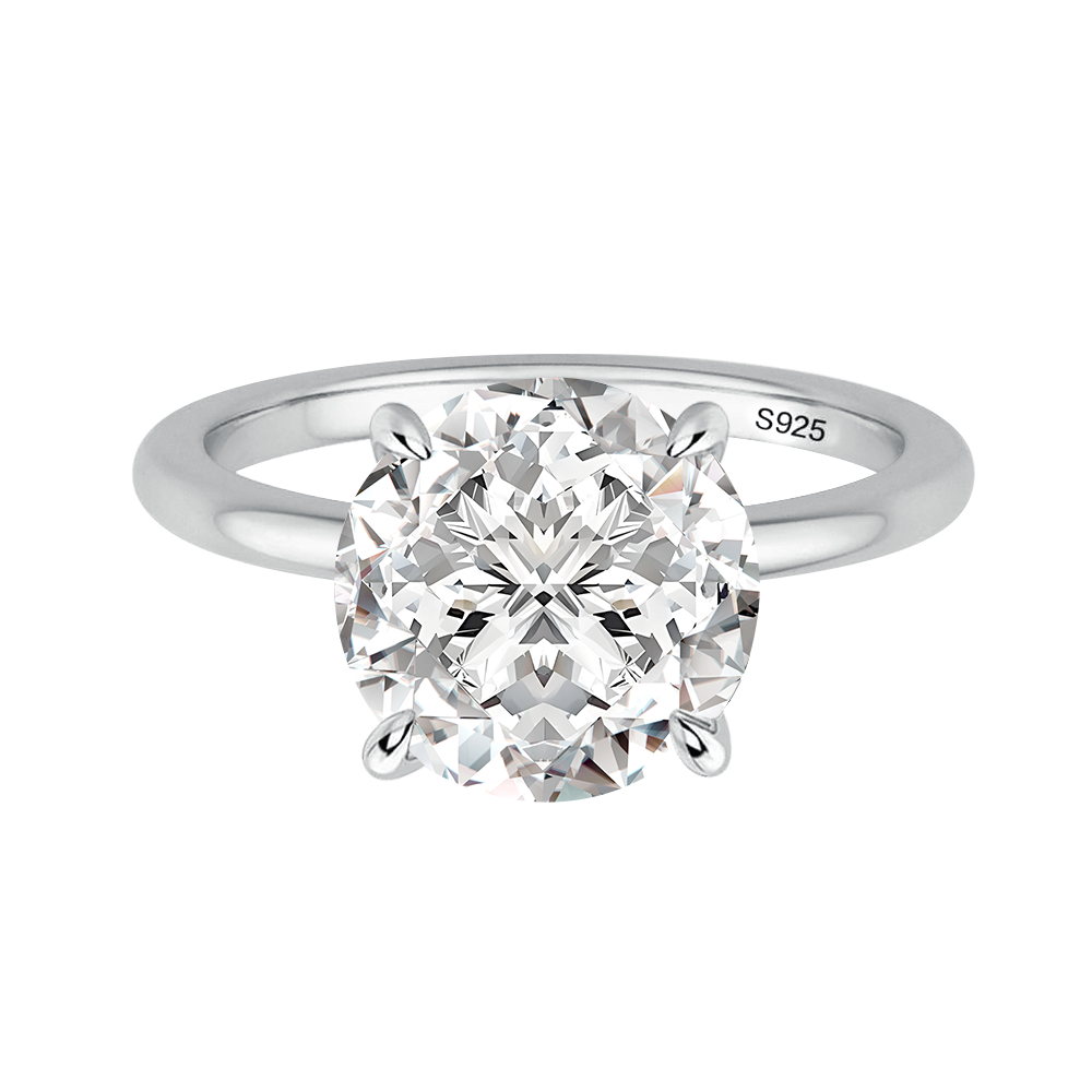 S925 Moissanite 2.0 Ct Round Cut White Gold Promise Ring Stackable Ring For Everyday Wear