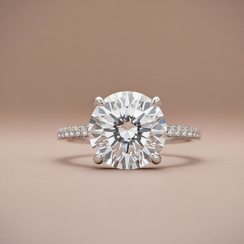 Moissanite 4.0 Ct Round White Gold Pave Engagement Ring