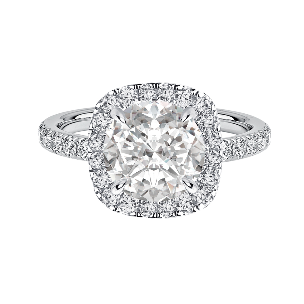Gelovely Moissanite 2.0 Ct Halo Round Cut White Gold Promise Ring