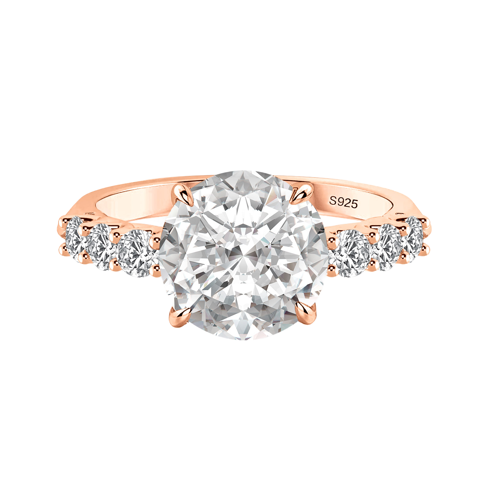 Gelovely Moissanite 4.0 Ct Round Rose Gold Engagement Ring