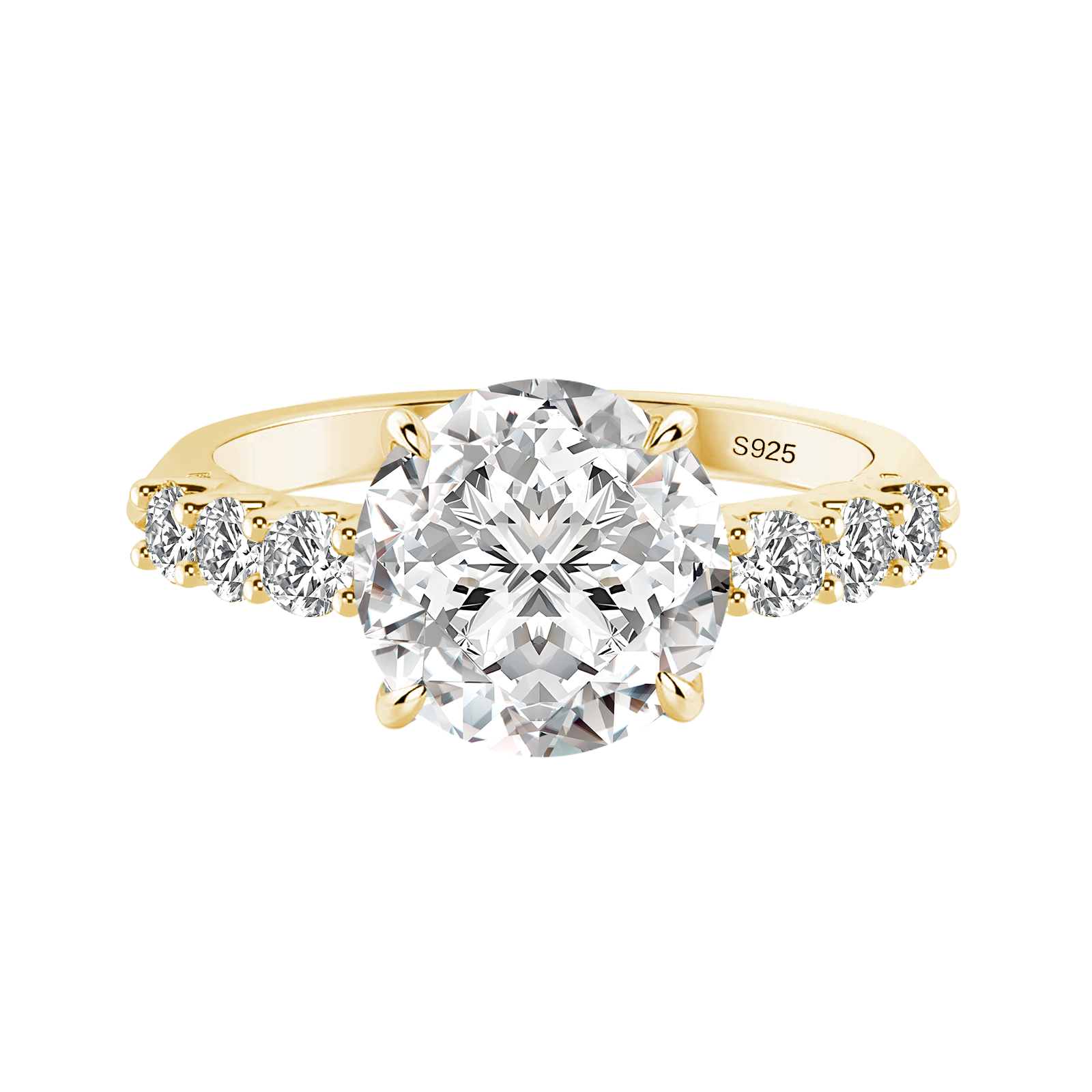 Gelovely Moissanite 2.0Ct~4.0 Ct Round Yellow Gold Engagement Ring