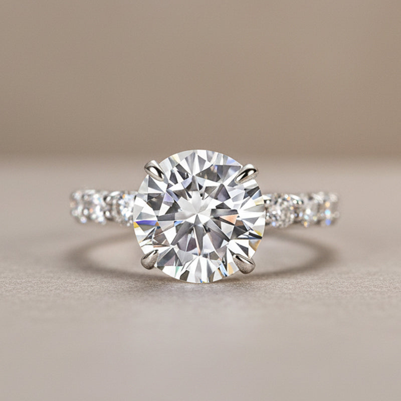 Moissanite 2.0Ct~4.0 Ct Round White Gold Engagement Ring