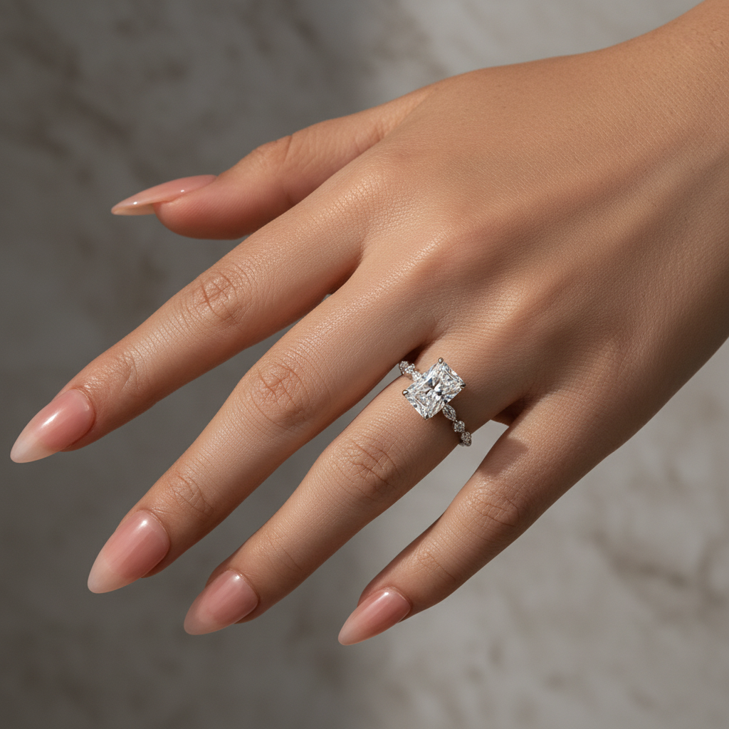 Gelovely Moissanite 3.5 Ct Radiant Cut White Gold Travel Ring For Women