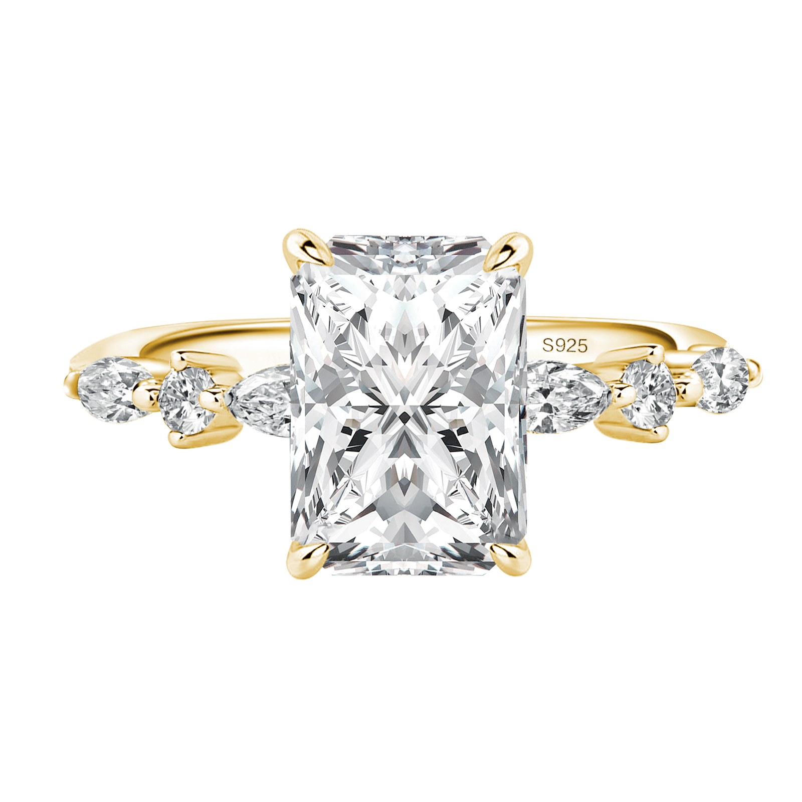Moissanite 3.5 Ct Radiant Cut Yellow Gold Travel Ring For Women
