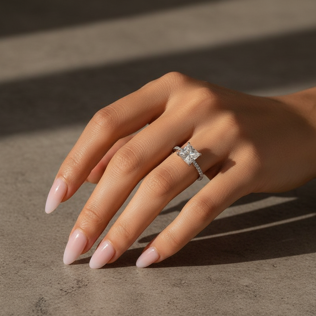 Gelovely Moissanite 2.0 Ct ～3.0 Ct Square Princess Cut Bridal Ring