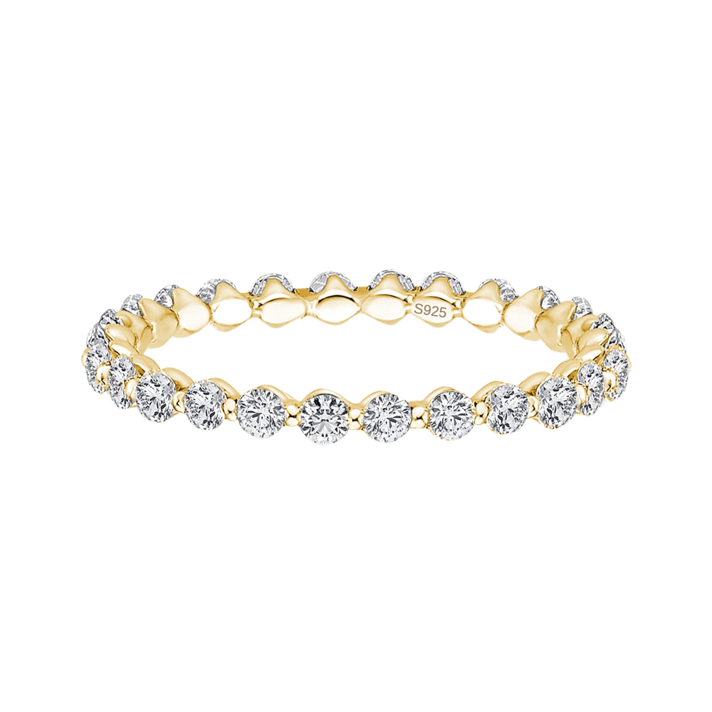 Gelovely Moissanite 1.0Ct ~1.5 Ct Round Cut Yellow Gold  Anniversary Ring