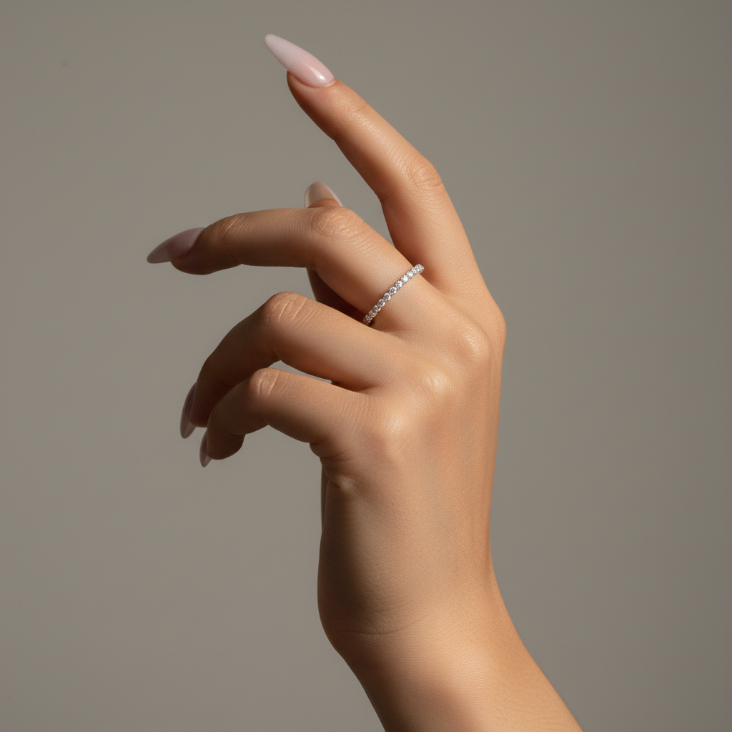 Gelovely Moissanite 1.0 Ct～ 1.5 Ct Round Cut White Gold Anniversary Ring