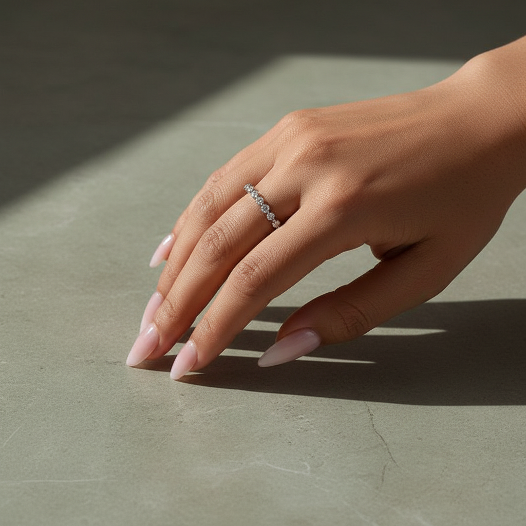 Gelovely Moissanite 1.0 Ct～ 1.5 Ct Round Cut White Gold Anniversary Ring