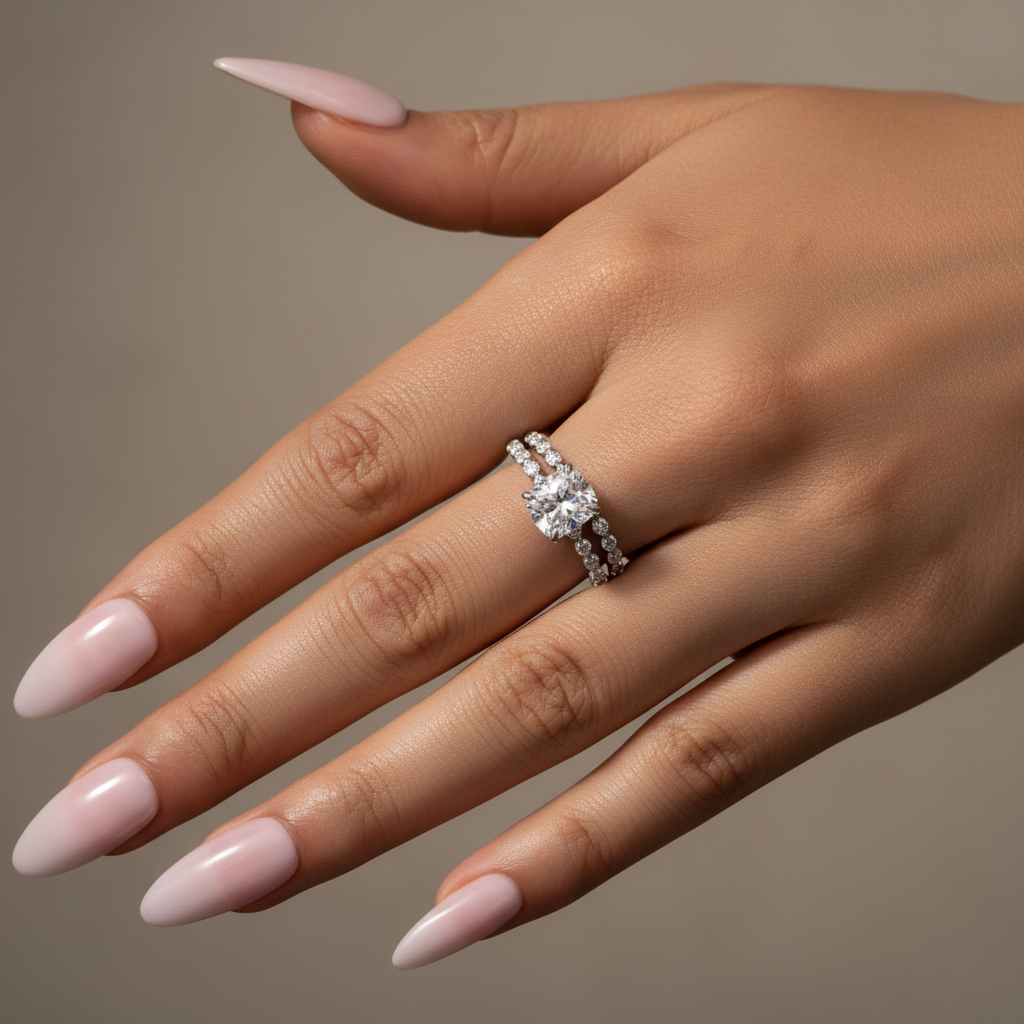 Gelovely Moissanite 2.0 Ct Cushion Cut Wedding Ring Set For Women