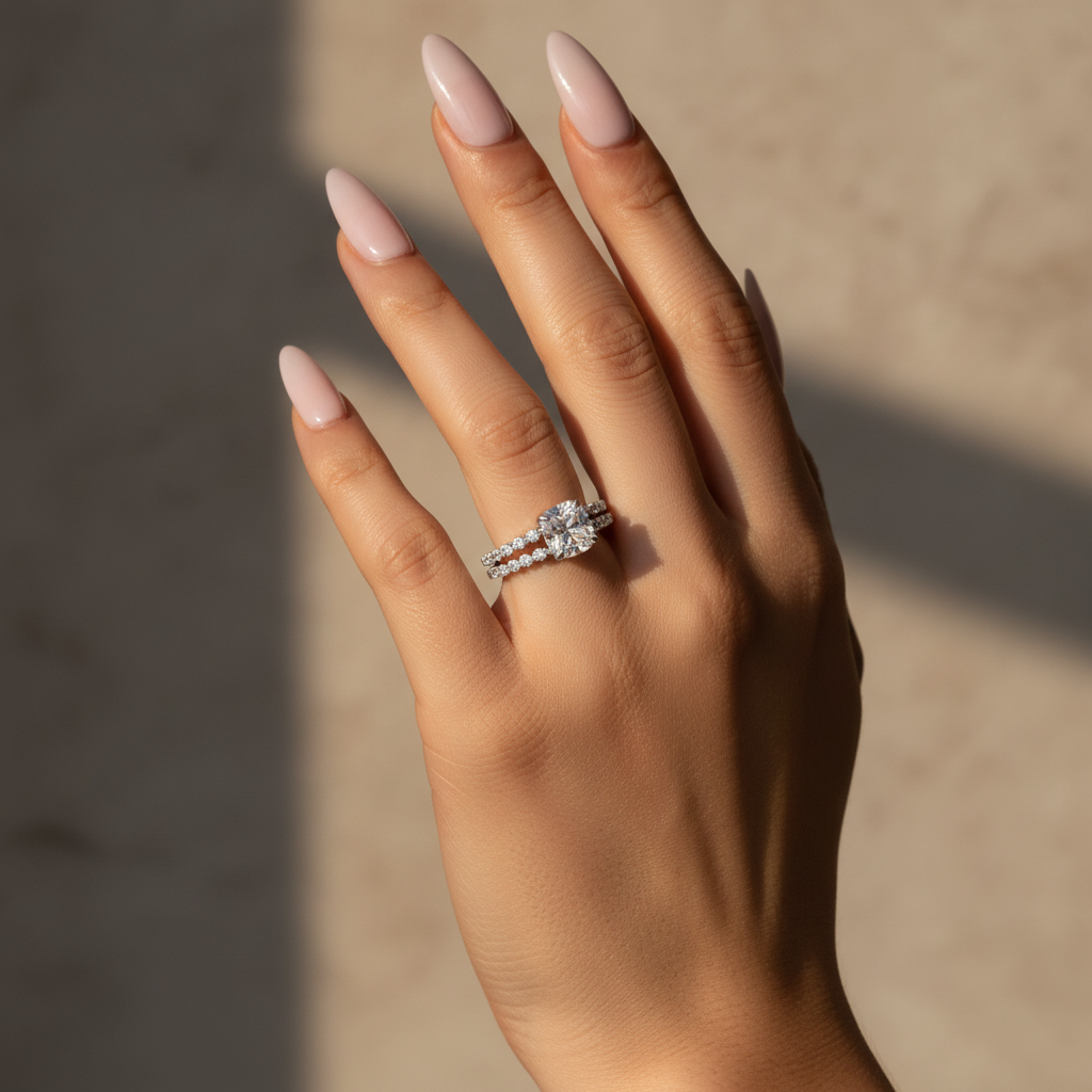 Gelovely Moissanite 2.0 Ct Cushion Cut Wedding Ring Set For Women