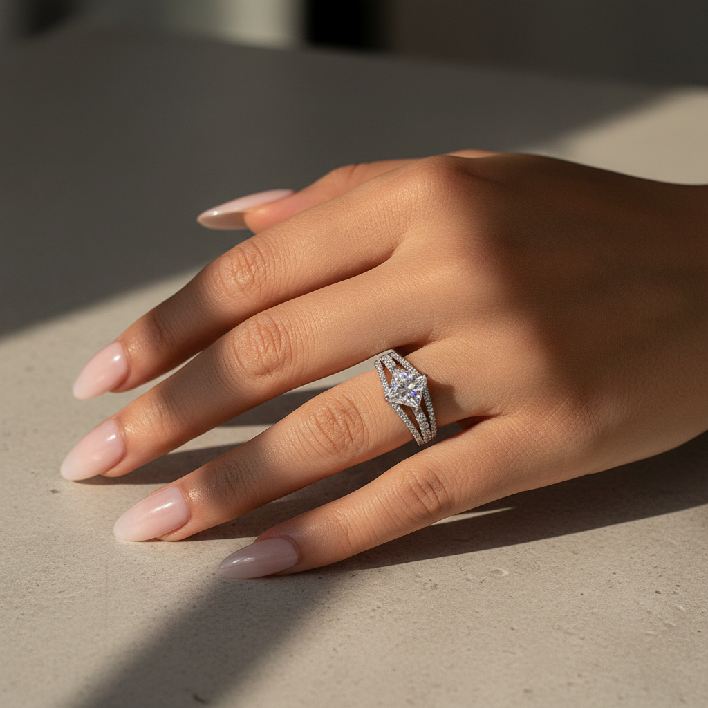 Gelovely Moissanite 2.0 Ct Princess Cut Travel Ring