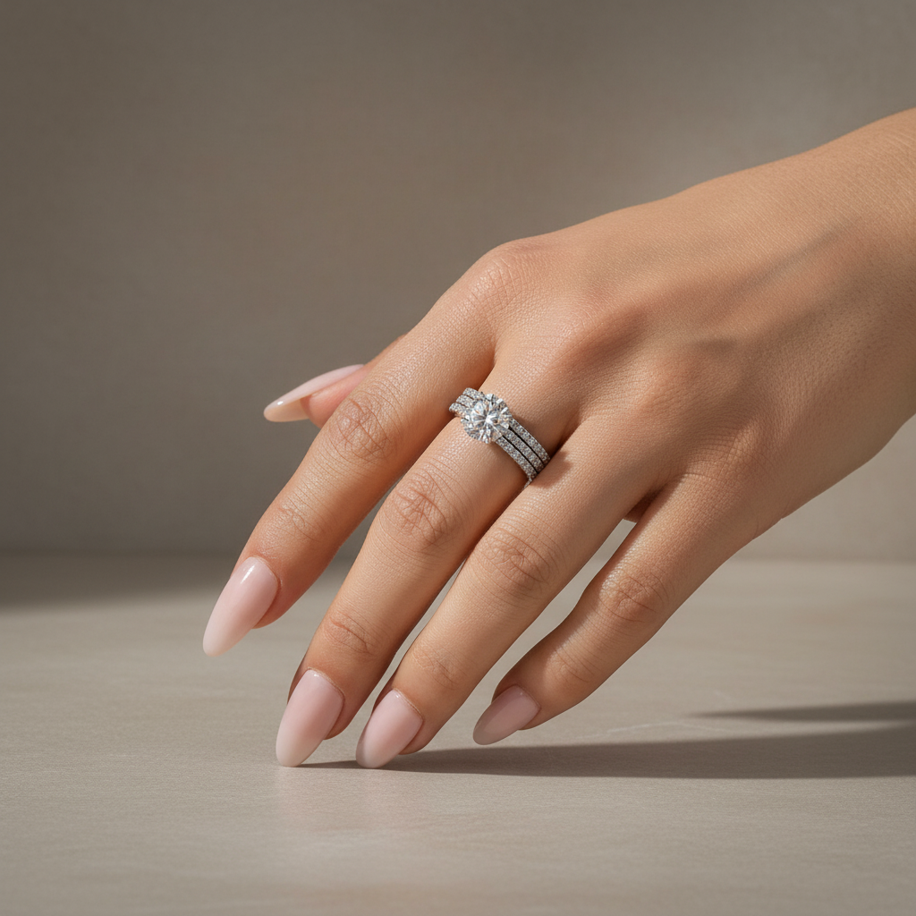 Gelovely Moissanite 2.0 Ct Round Cut Wedding Ring Set For Women