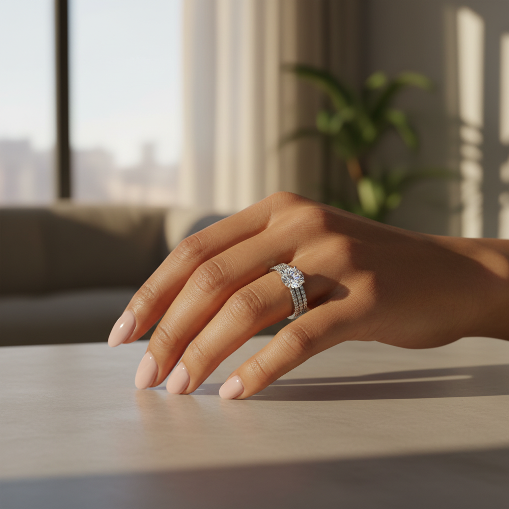 Gelovely Moissanite 2.0 Ct Round Cut Wedding Ring Set For Women