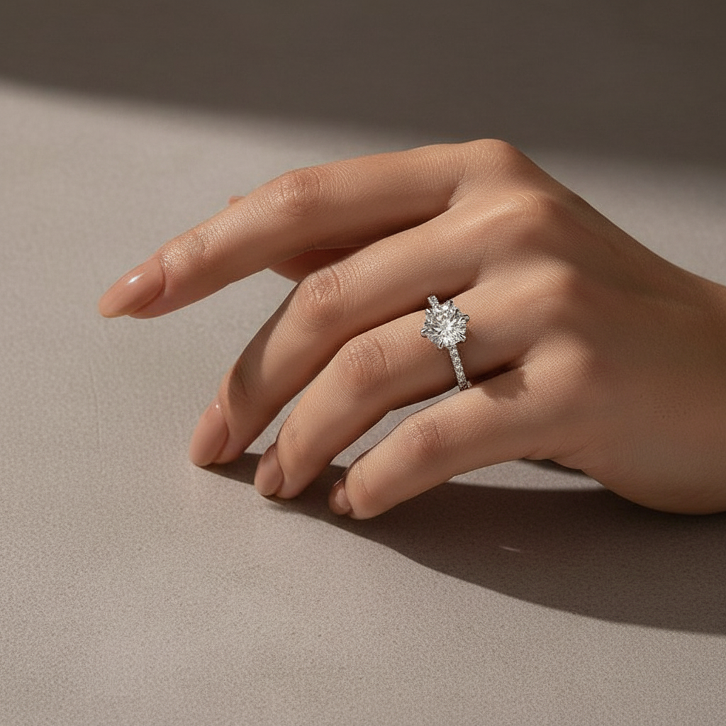 Moissanite 2.0 Ct ～4.0 Ct Round Cut 6 Prong Promise Rings For Women