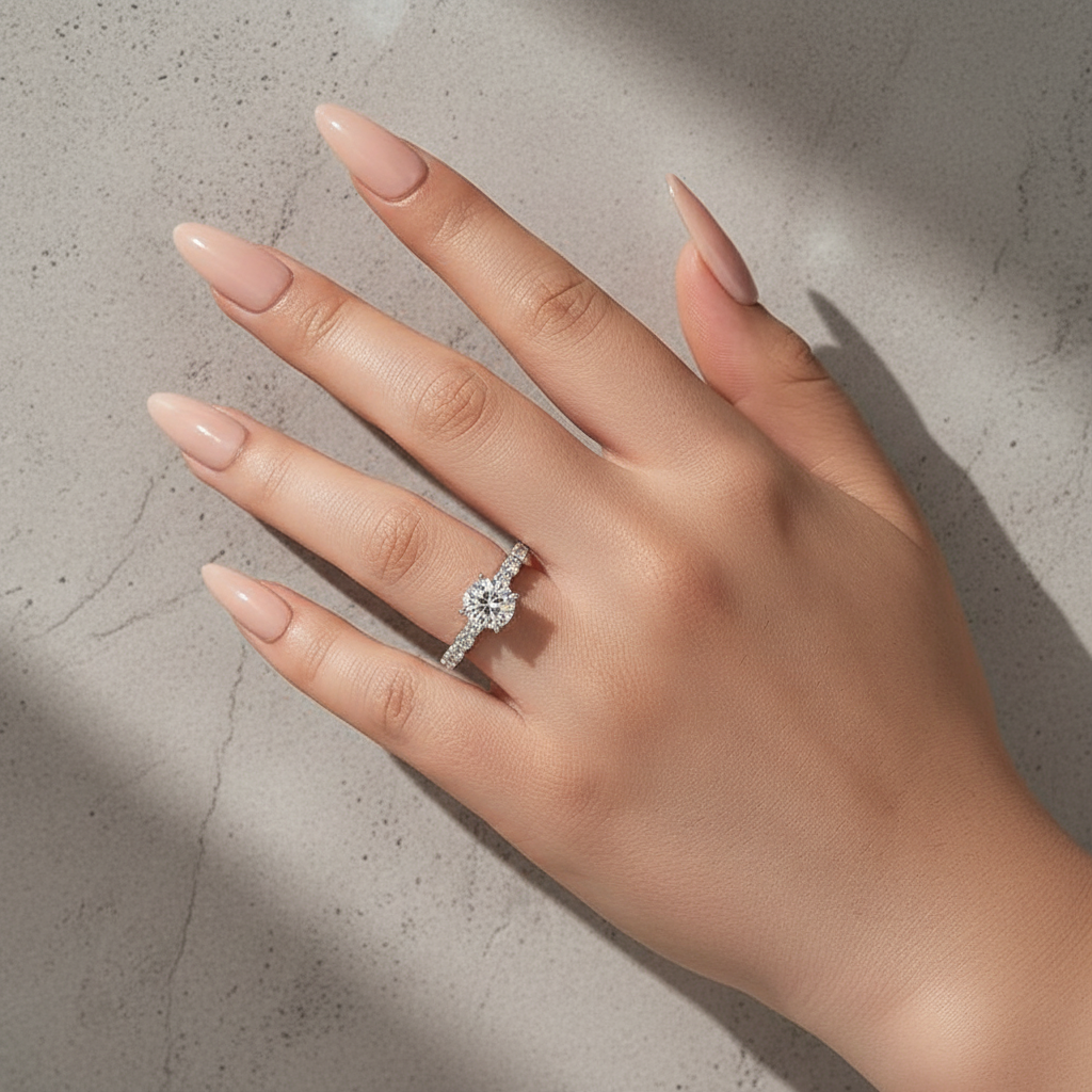 Moissanite 2.0Ct~4.0 Ct Round White Gold Engagement Ring