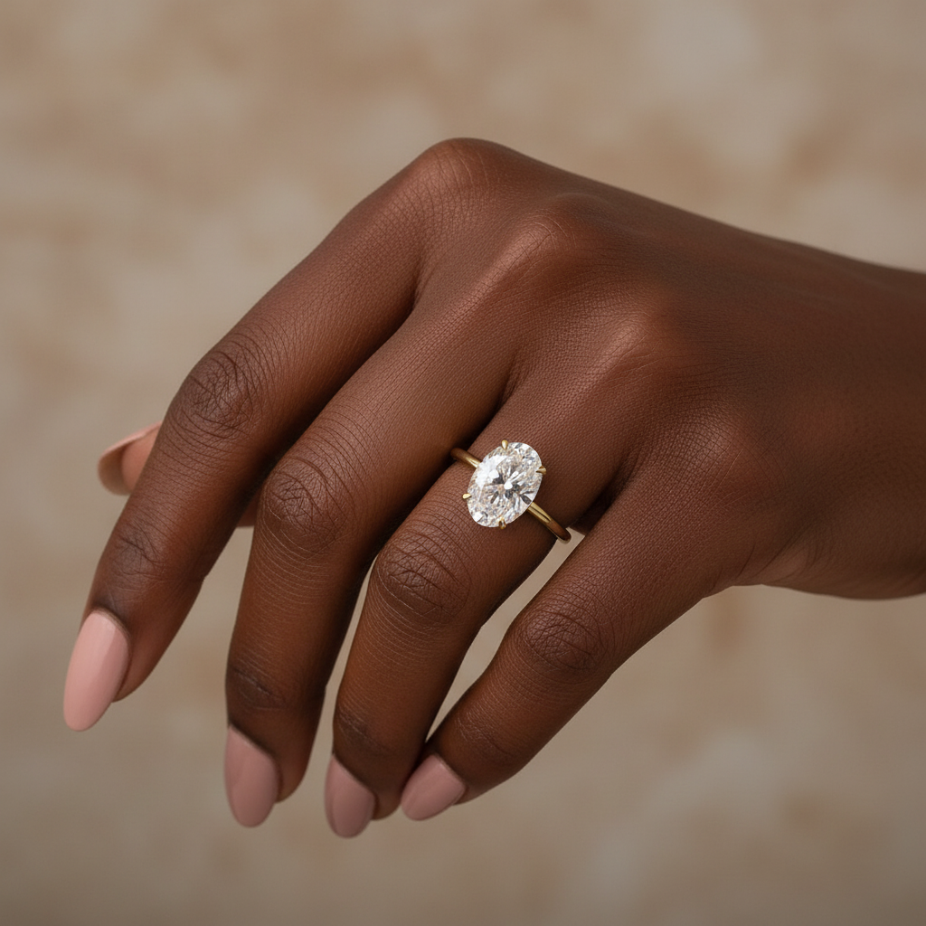 Moissanite 2.0 Ct ～5.5 Ct Oval Cut Yellow Gold Promise Ring For Women