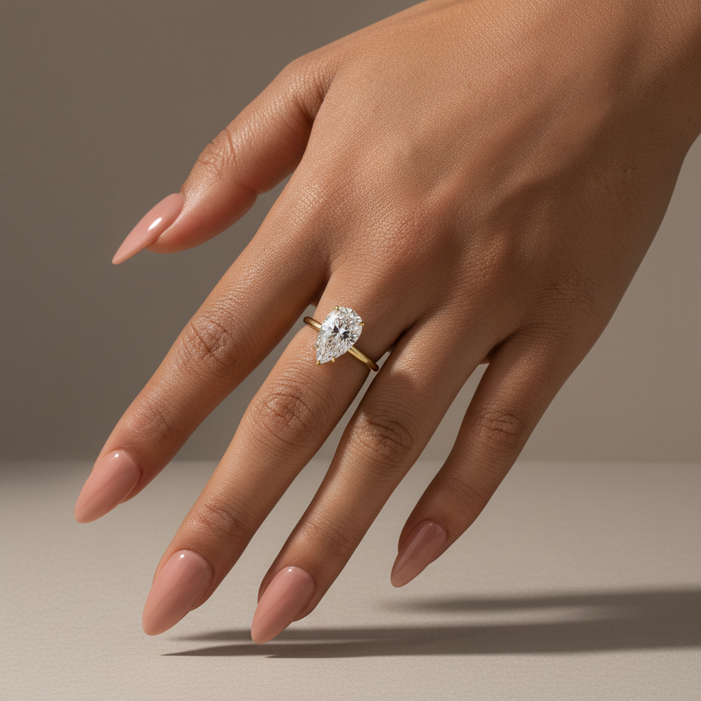 Gelovely Moissanite 4.0 Ct Pear Cut Yellow Gold Engagement Ring For Women