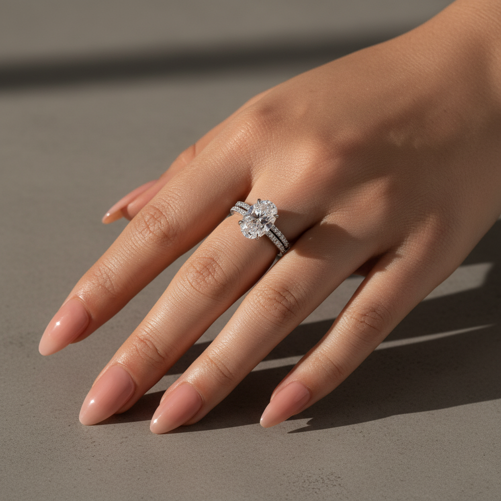 Gelovely Moissanite 4.0 Ct ～5.5 Ct Oval Cut White Gold Wedding Ring For Women