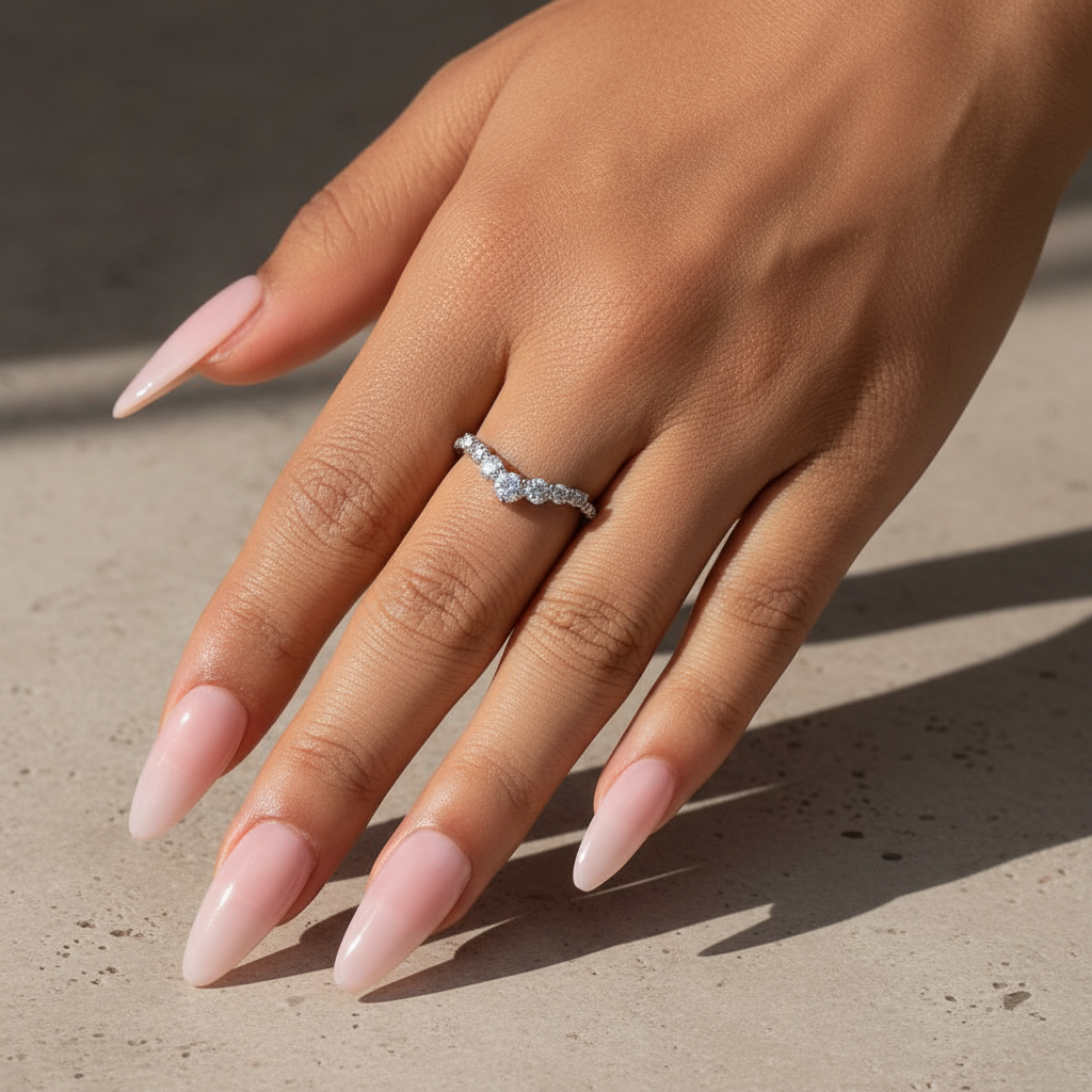 Gelovely Moissanite Round Cut White Gold Anniversary Ring