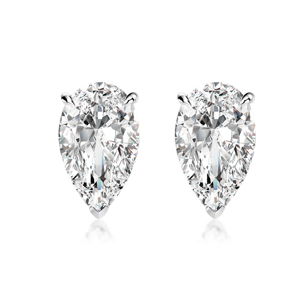 Gelovely Moissanite 1.0 Ct*2 Diamond White Gold Pear Stud Earrings