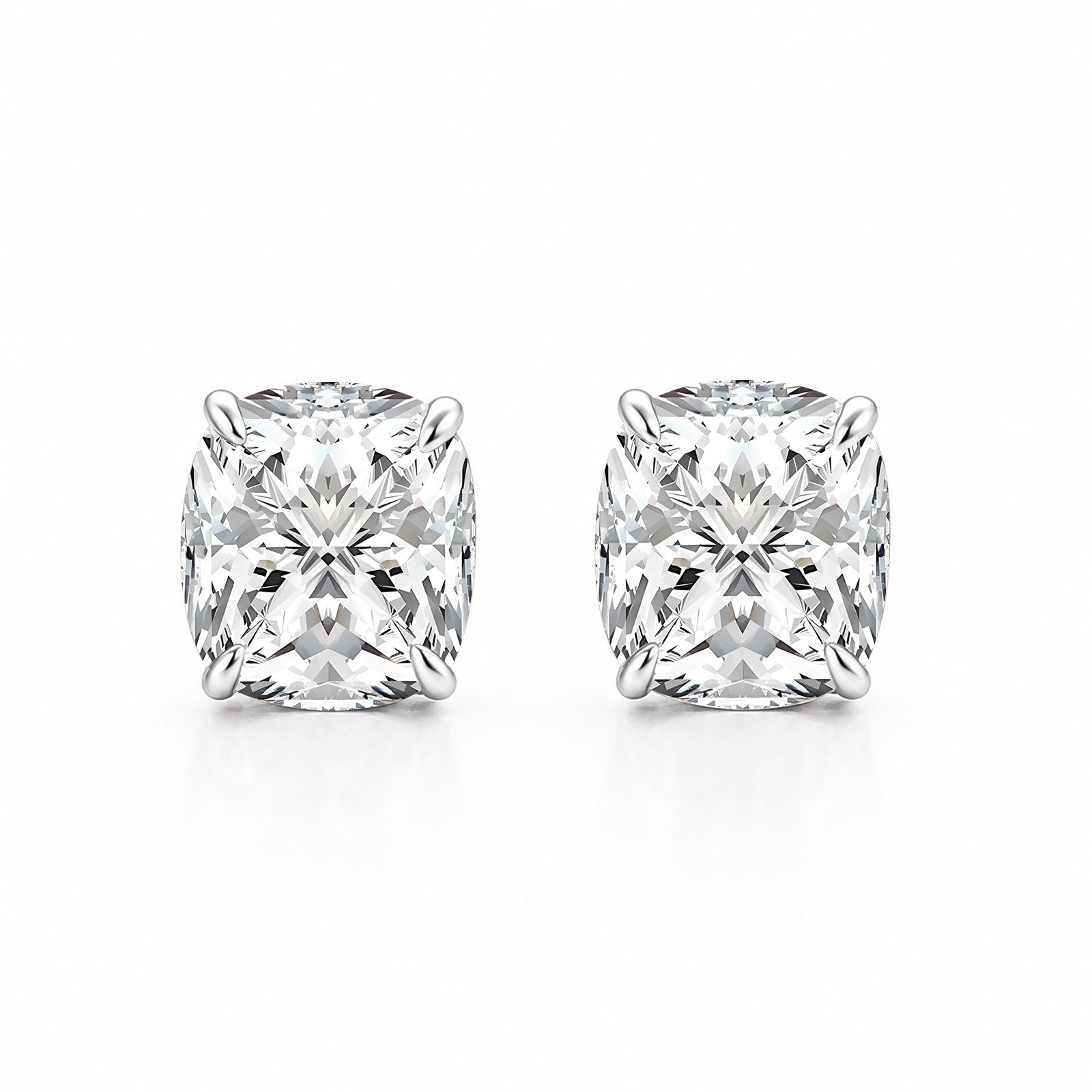 S925 Moissanite 1.5Ct*2 Cushion Cut Stud Earrings For Women Daily Wear