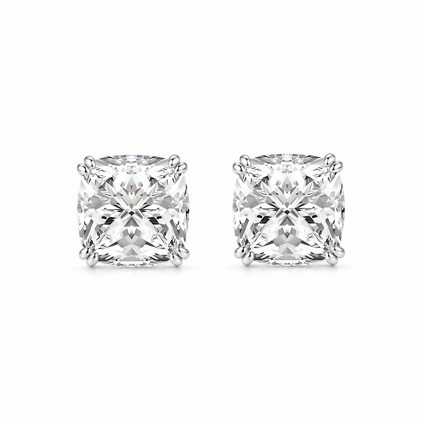 S925 Moissanite 1.5Ct*2 Cushion Cut Brilliant Stud Earrings In Sterling Silver Earring Gift For Women