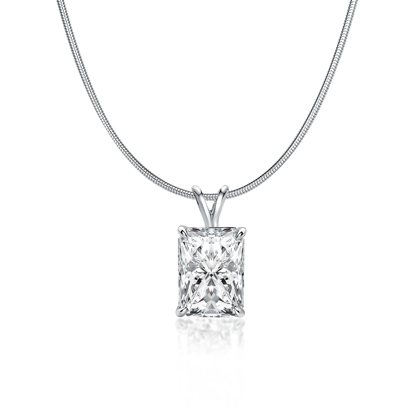 S925 Moissanite 4.5 Ct  Radiant Cut White Gold Pendant Necklace