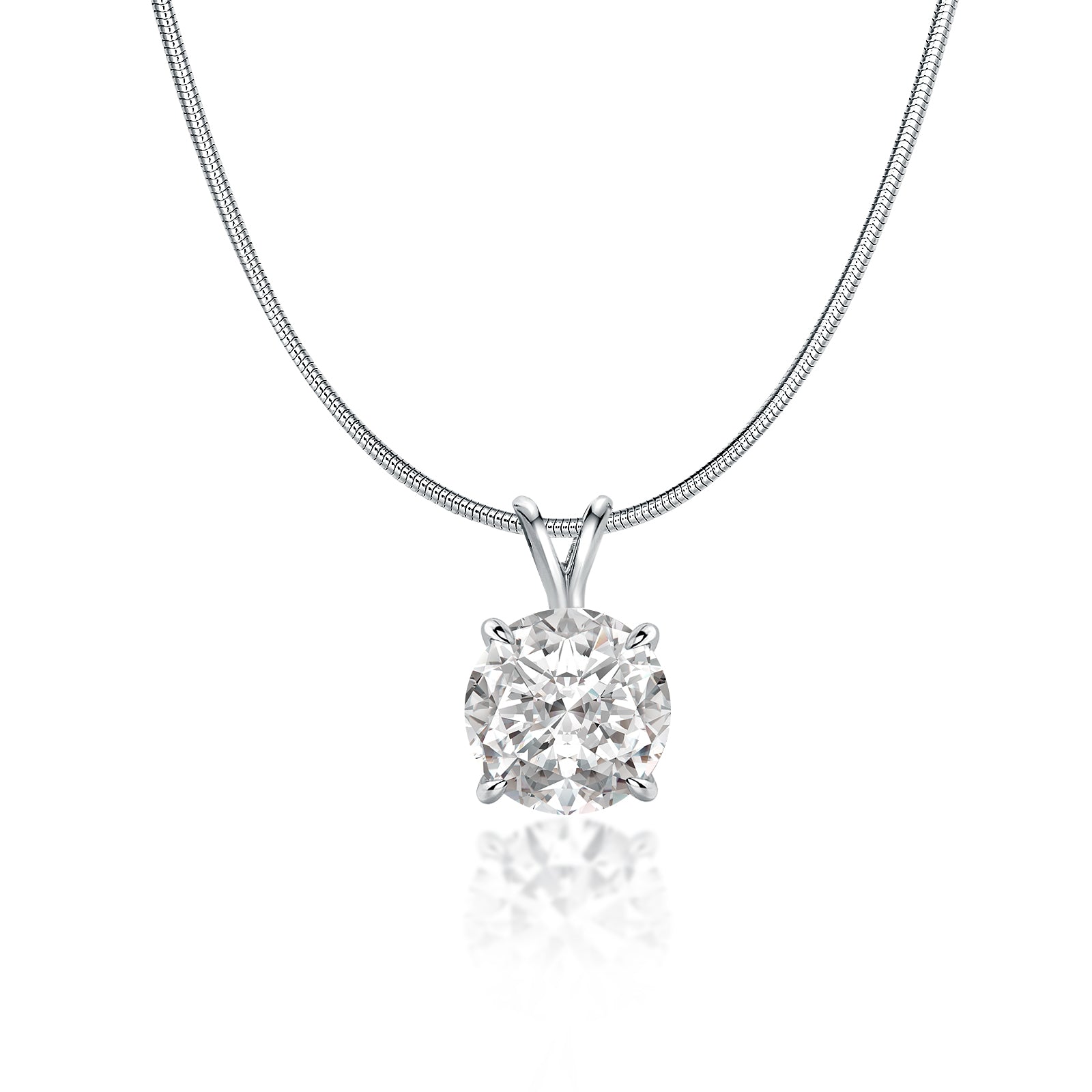 Gelovely Moissanite 3.0 Ct Round Cut White Gold Pendant Necklace