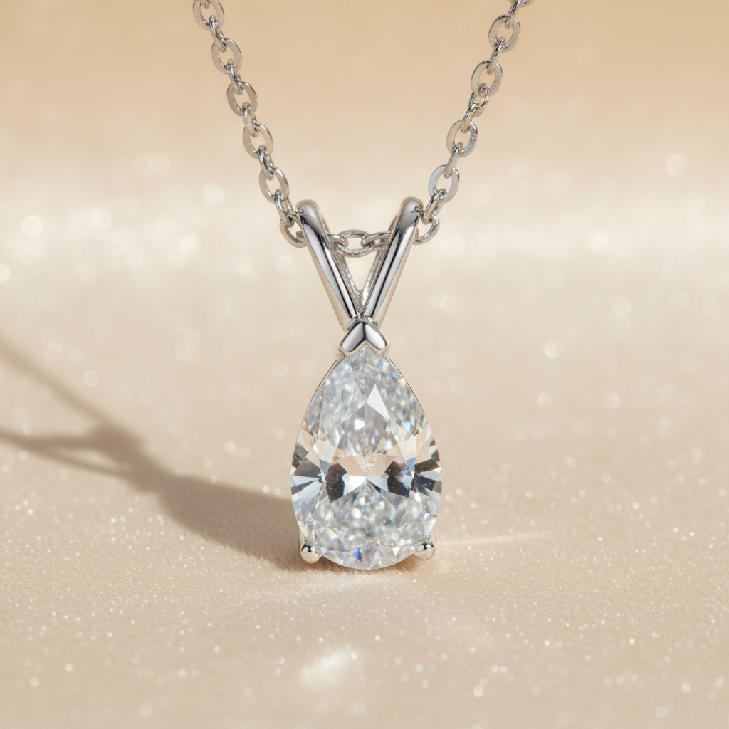 S925 Moissanite 1.5 Ct Pear Cut Pendant Necklace