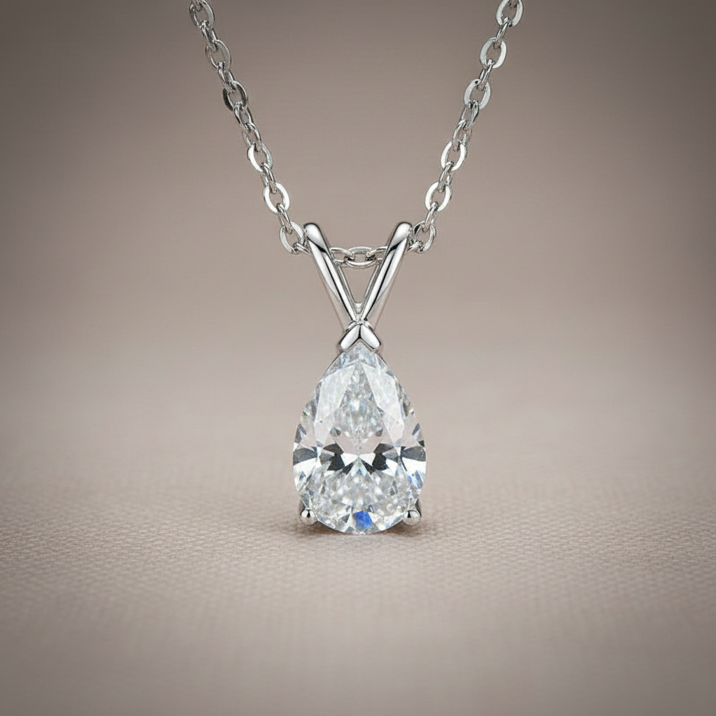 S925 Moissanite 1.5 Ct Pear Cut Pendant Necklace