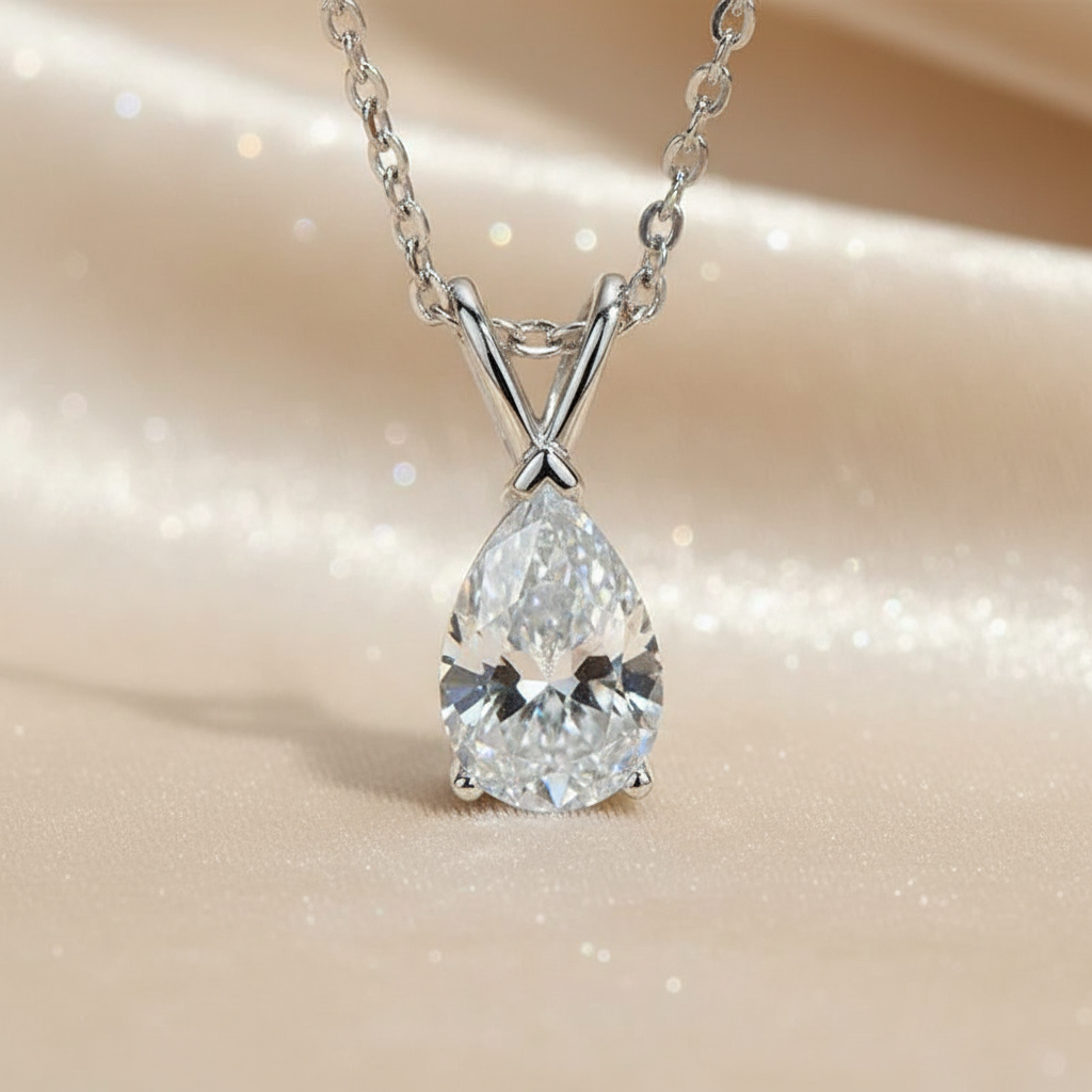 S925 Moissanite 1.5 Ct Pear Cut Pendant Necklace