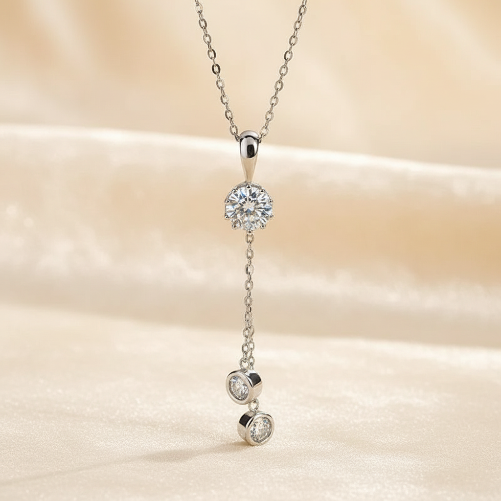 S925 Moissanite 2.0 Ct Round Cut White Gold Pendant Necklace