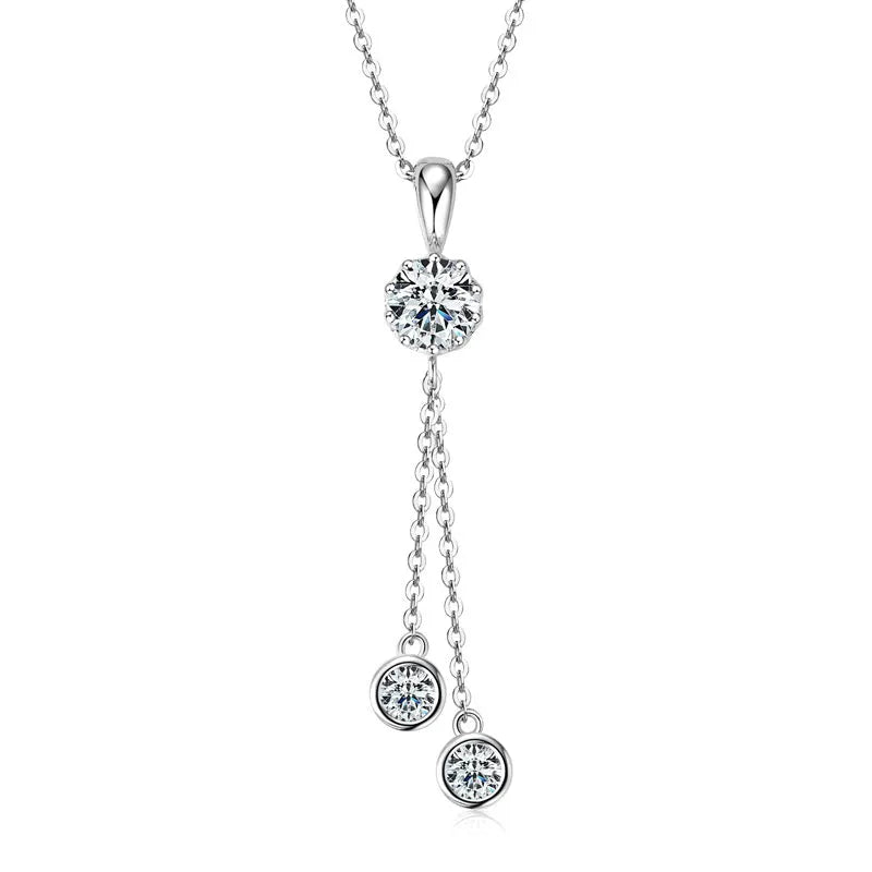 S925 Moissanite 2.0 Ct Round Cut White Gold Pendant Necklace