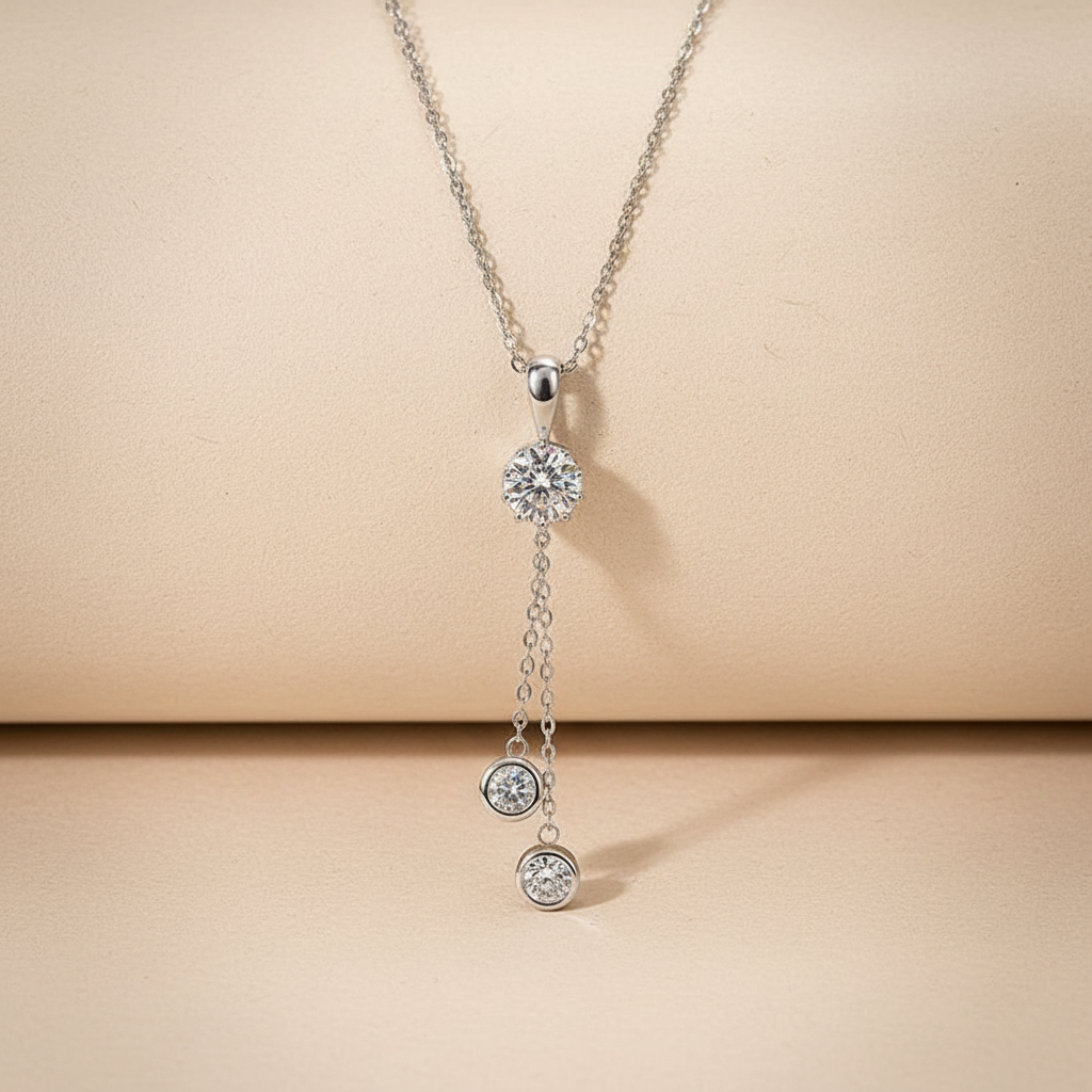 S925 Moissanite 2.0 Ct Round Cut White Gold Pendant Necklace