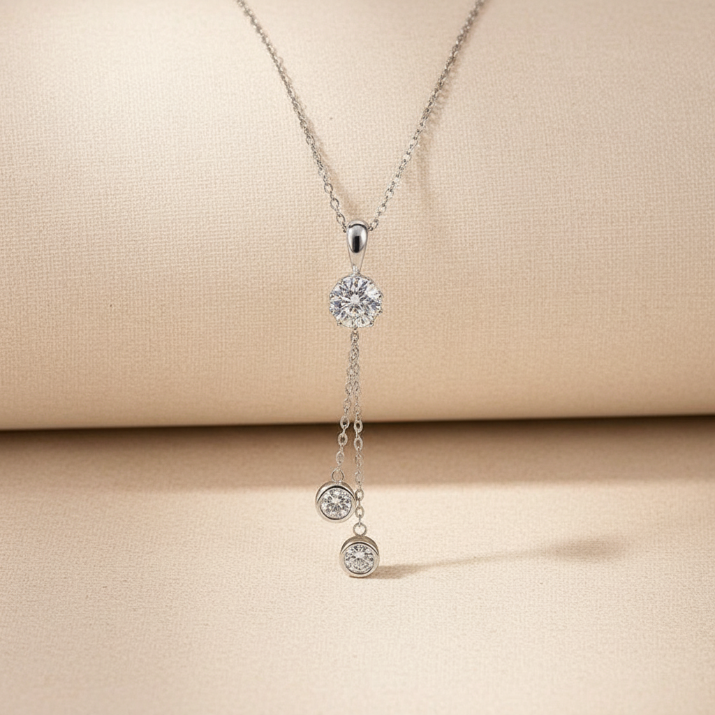 S925 Moissanite 2.0 Ct Round Cut White Gold Pendant Necklace