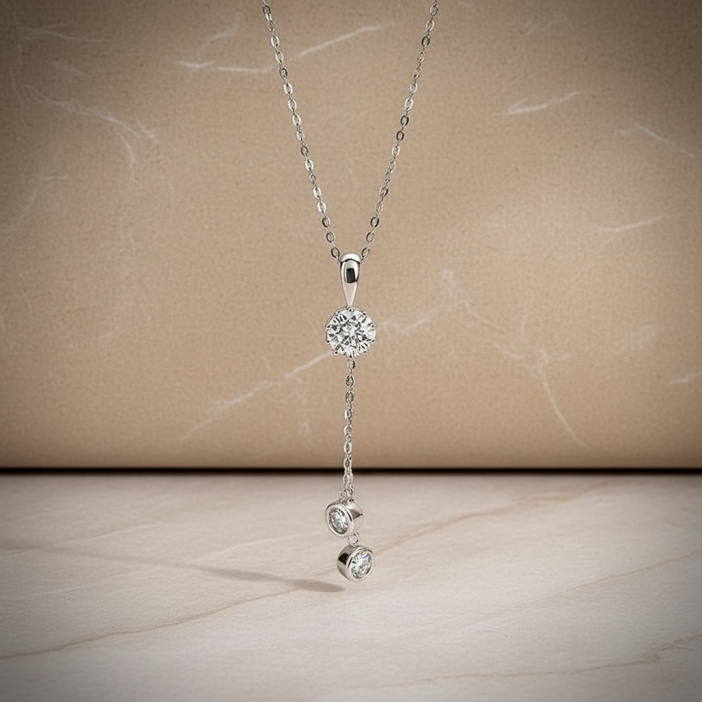 S925 Moissanite 2.0 Ct Round Cut White Gold Pendant Necklace