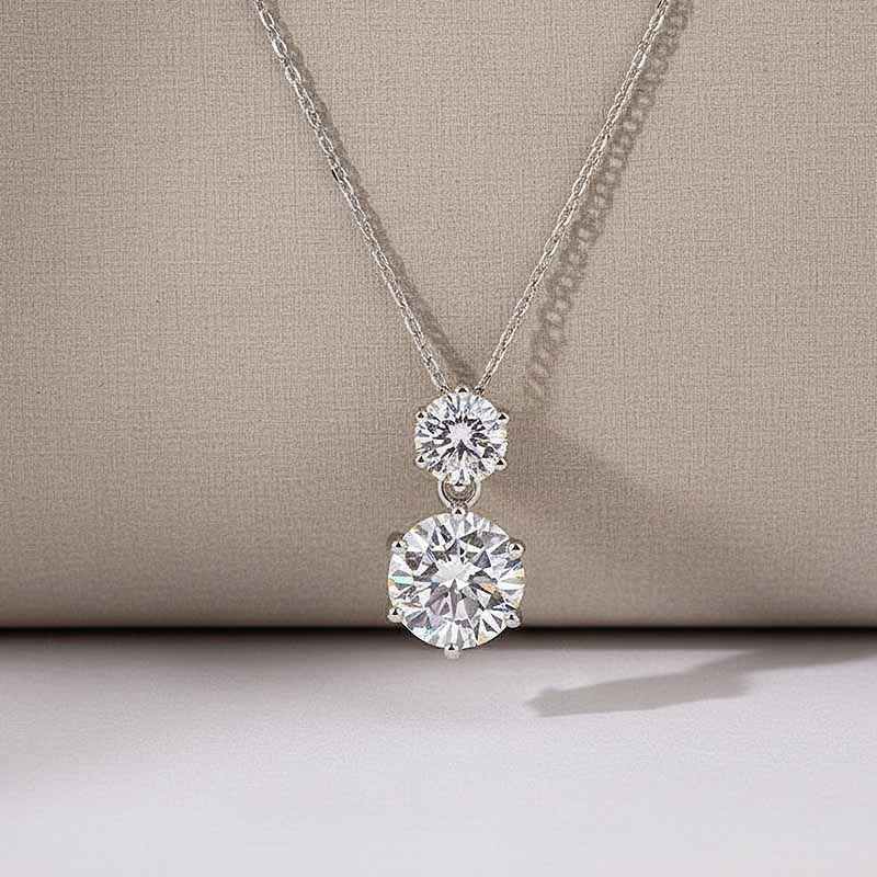 Gelovely Moissanite 3.8 Ct Round Cut White Gold Pendant Necklace