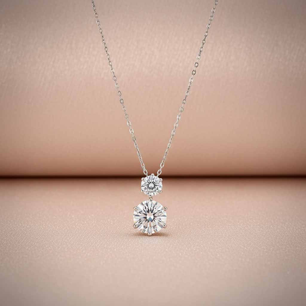 Gelovely Moissanite 3.8 Ct Round Cut White Gold Pendant Necklace