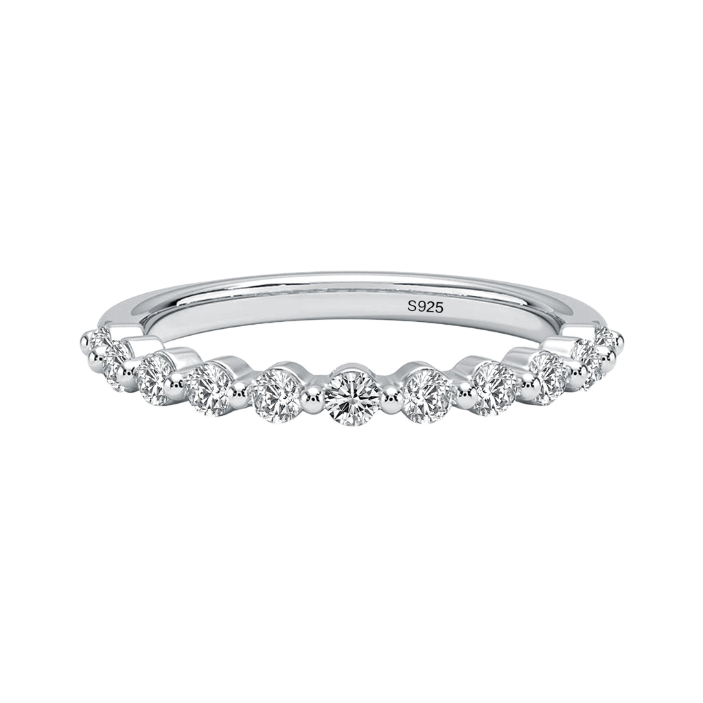 Gelovely Moissanite 0.4 Ct Round Cut Half Eternity Thin Women's Wedding Band