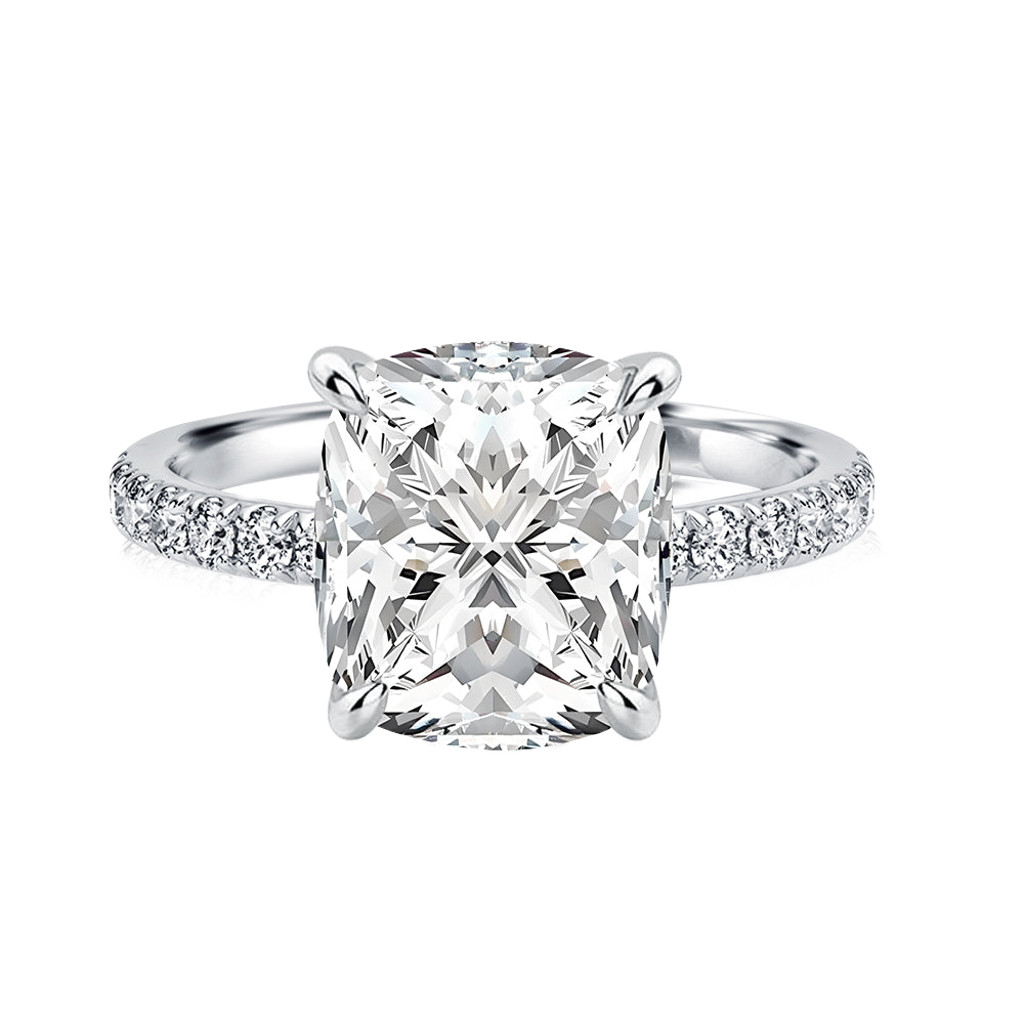 Gelovely Moissanite 3.0 Ct Cushion Cut White Gold Engagement Ring For Women