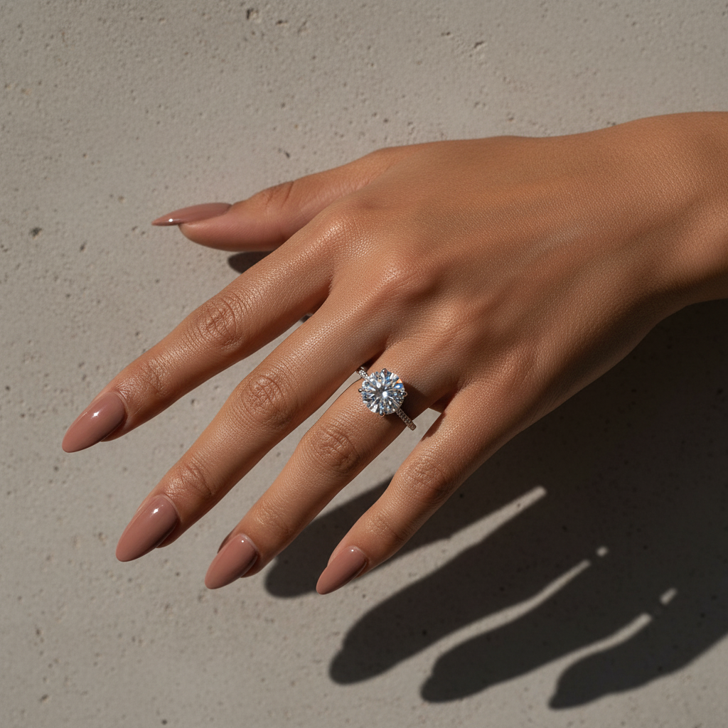 Moissanite 4.0 Ct Round White Gold Pave Engagement Ring