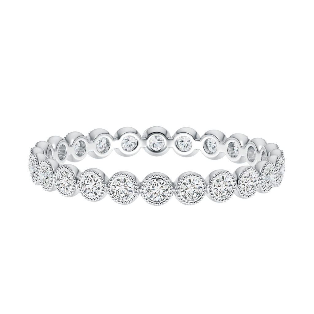 S925 Moissanite 0.5 Ct Round Cut Pave White Gold Wedding Band