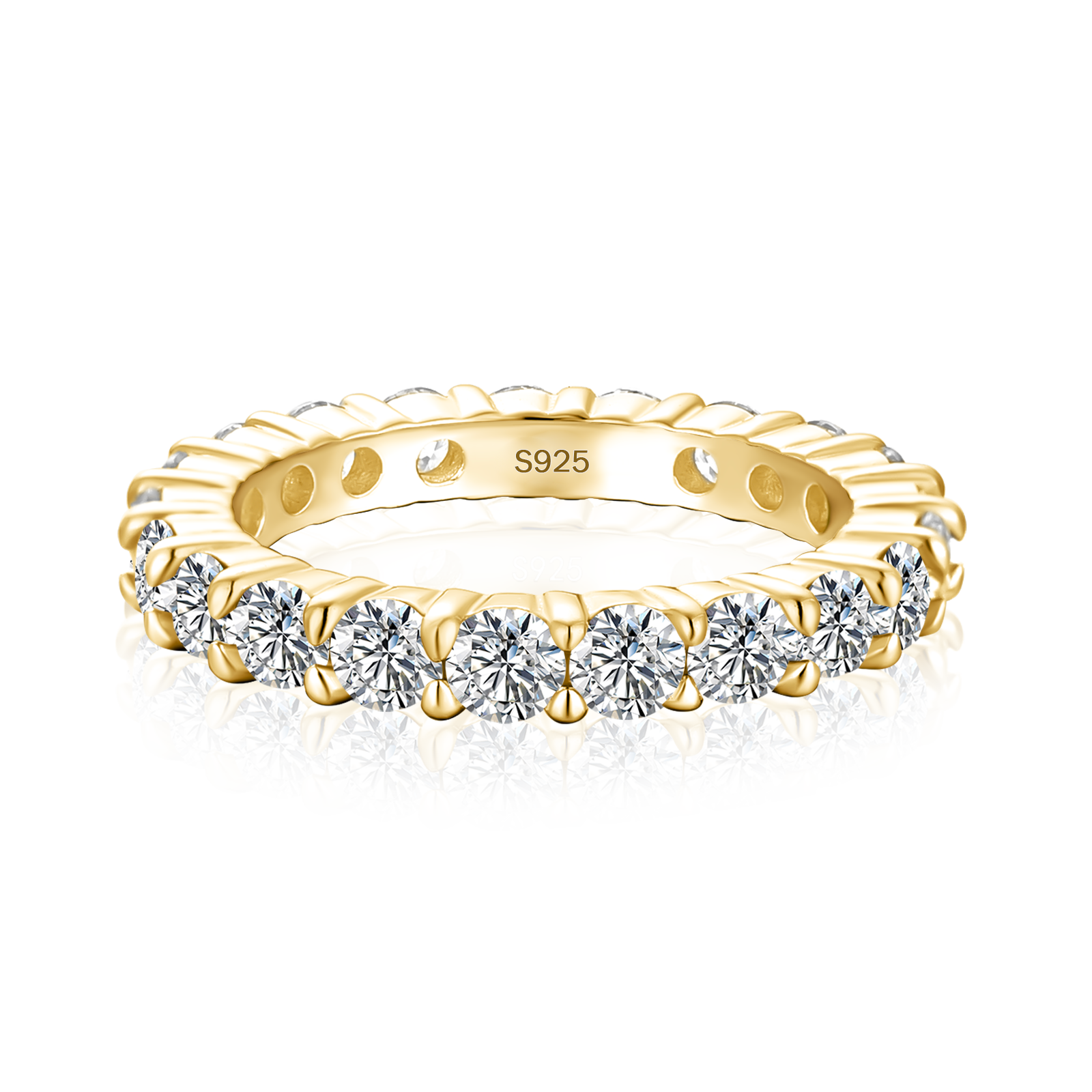 S925 Moissanite 2.5 Ct 18K Gold Plated Round Cut Women's Wedding Band Stackable Band