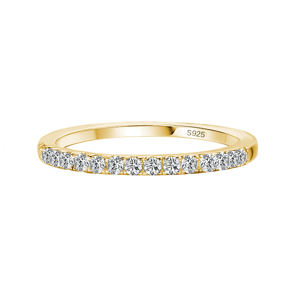 Gelovely Moissanite 0.5 Ct Round Cut Yellow Gold Anniversary Ring
