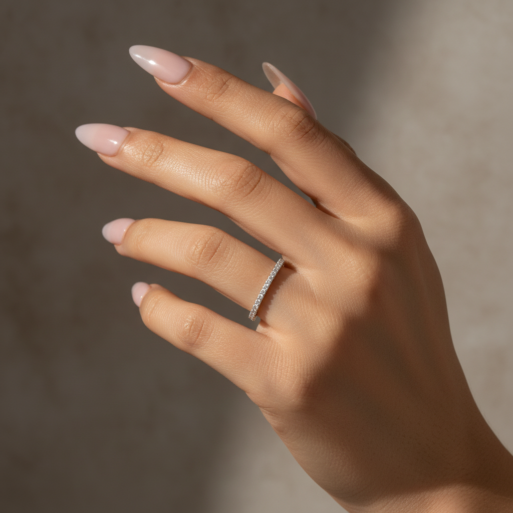 Gelovely Moissanite 0.5 Ct Full Eternity Thin Wedding Band For Women