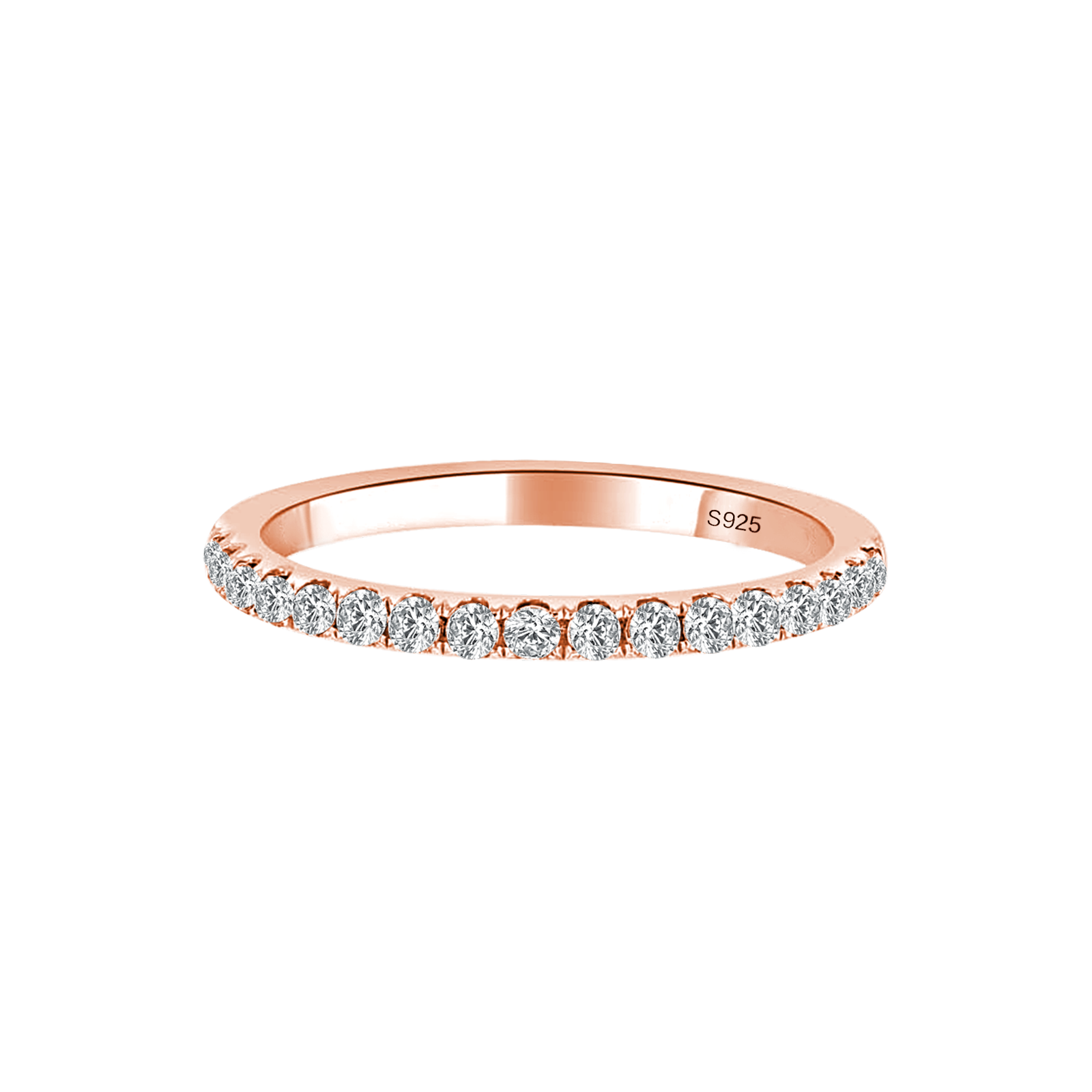 S925 Moissanite 0.5 Ct Rose Gold  Full Eternity Thin Wedding Band