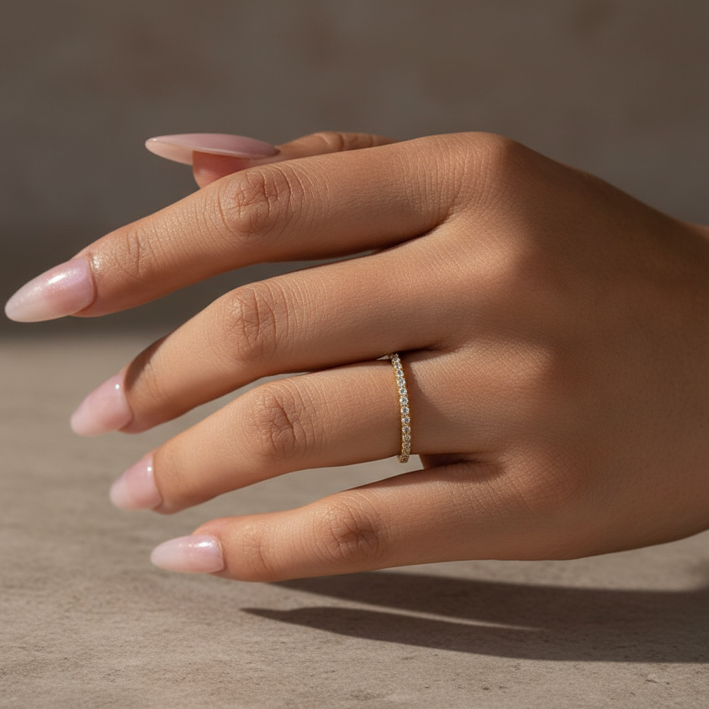 Gelovely Moissanite 0.5 Ct Round Cut Yellow Gold Anniversary Ring