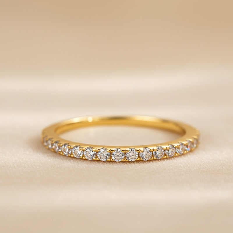 Gelovely Moissanite 0.5 Ct Round Cut Yellow Gold Anniversary Ring