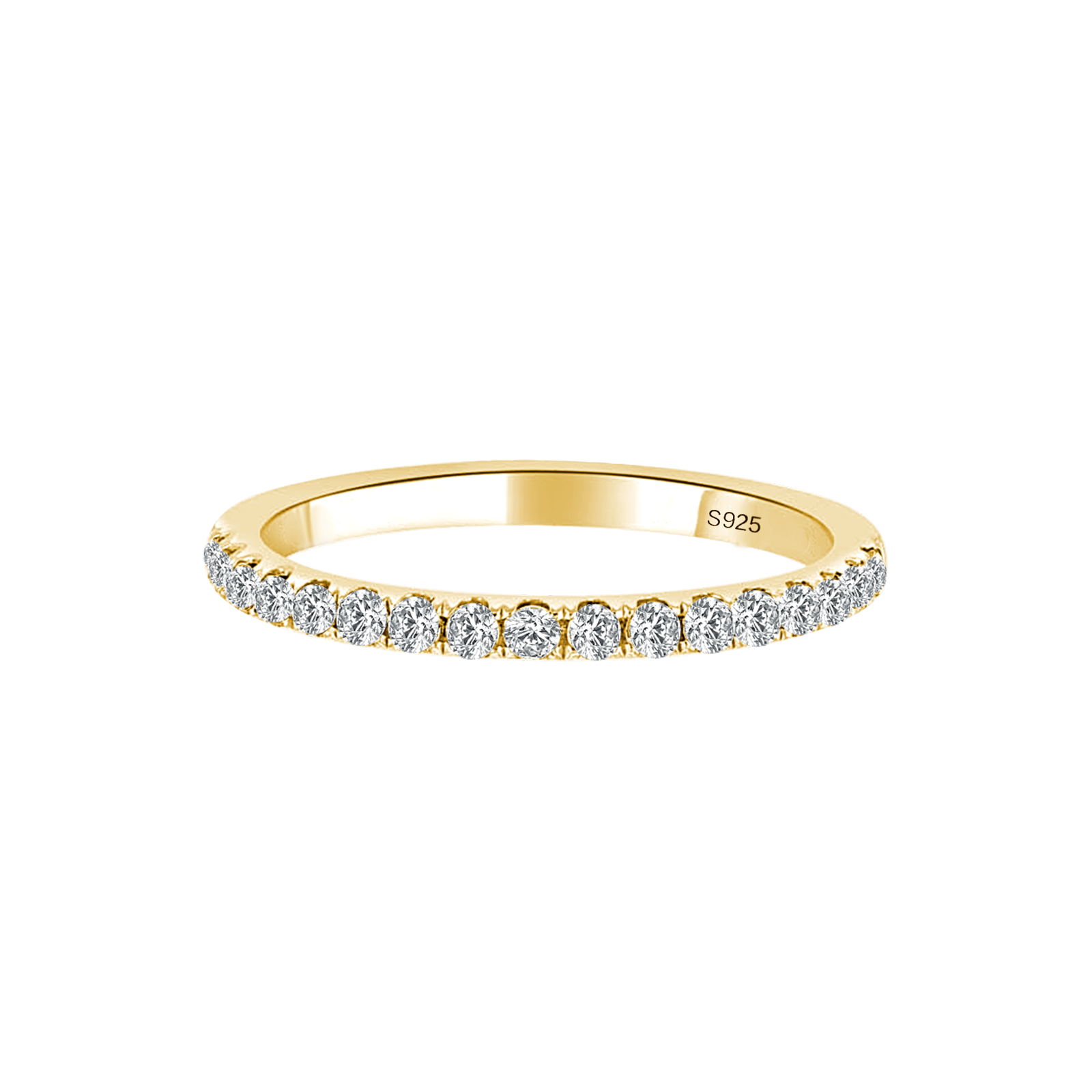 S925 Moissanite 0.5 Ct Yellow Gold  Full Eternity Thin Wedding Band For Women